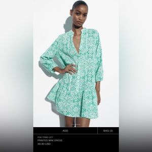 ZARA Printed mini dress Size S